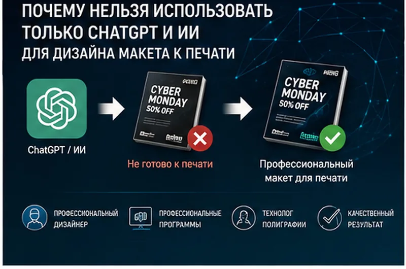 Почему не стоит делать дизайн и макет к печати только с помощью ChatGPT и ИИ